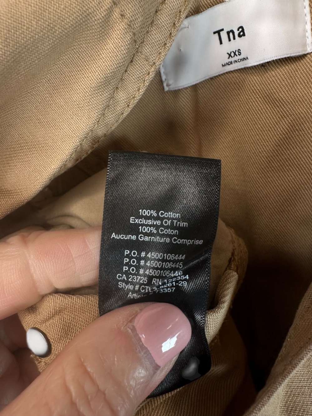 TNA Aritzia Khaki Canvas Overall Skirt XXS Utility Pinafore Mini Adjustable Stra - Picture 15 of 16